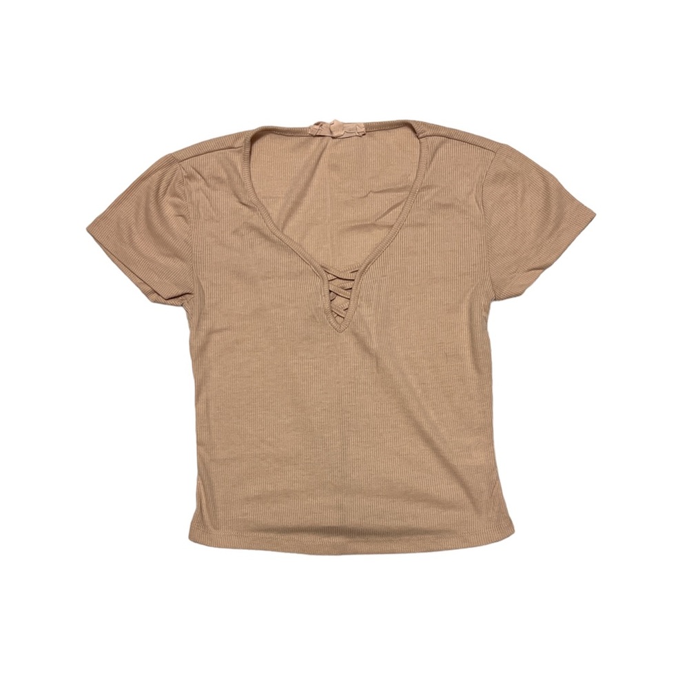 Cream/Pink Ribbon Crop Top